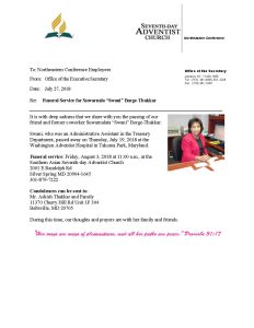 Funeral Service Announcement Suwarnalata Swani Thakkar