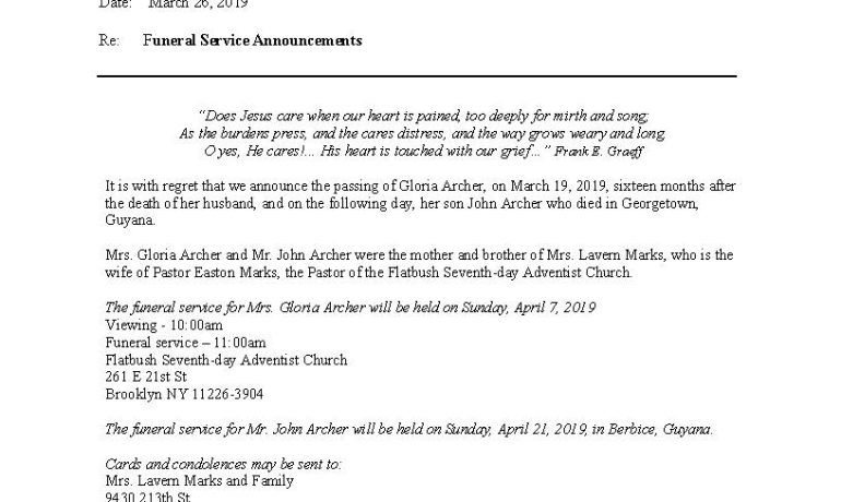 Funeral Services Families of Pastor Easton Marks