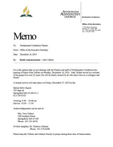 Death Announcement John Talbert