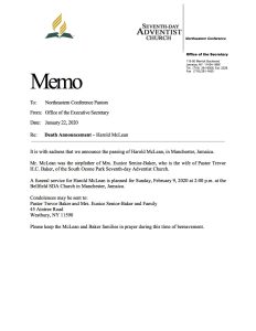 Funeral Service Announcment Harold McLean