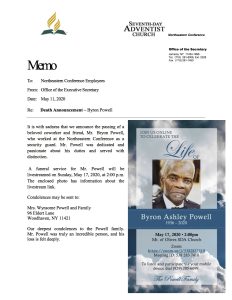 Funeral Service Announcment Byron Powell